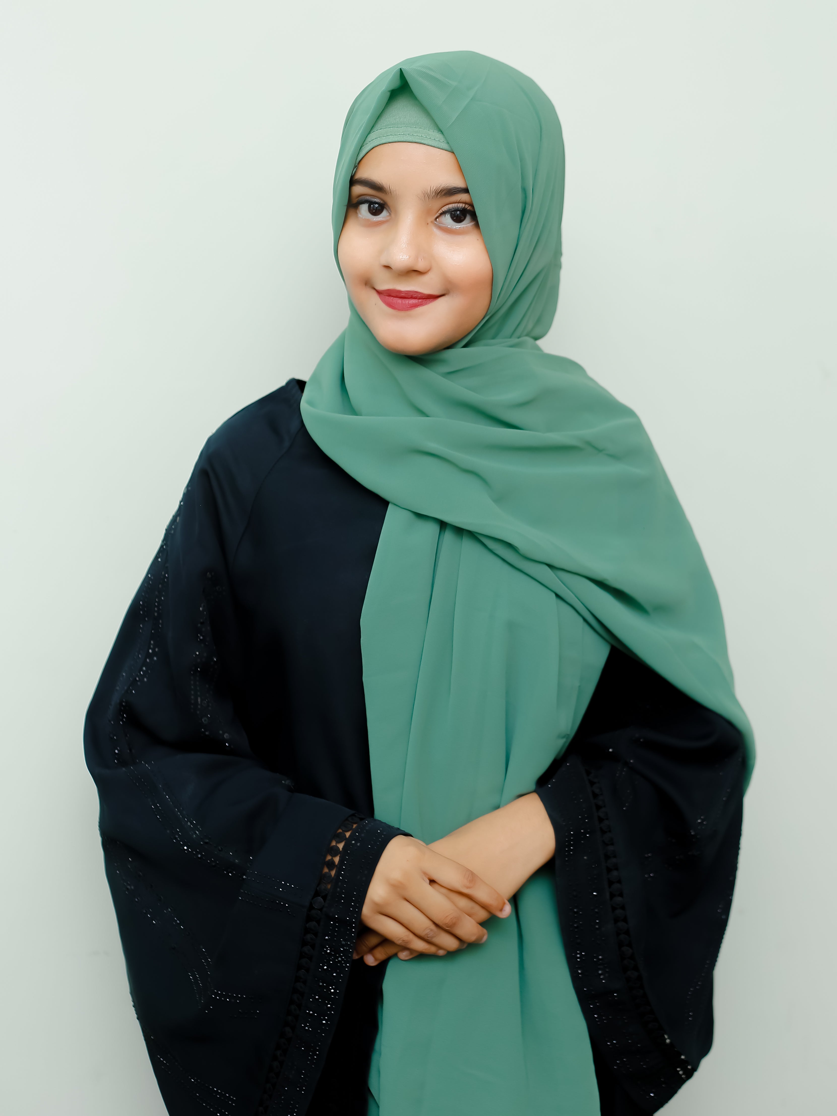 Instant Cap With Attached Georgette - Green