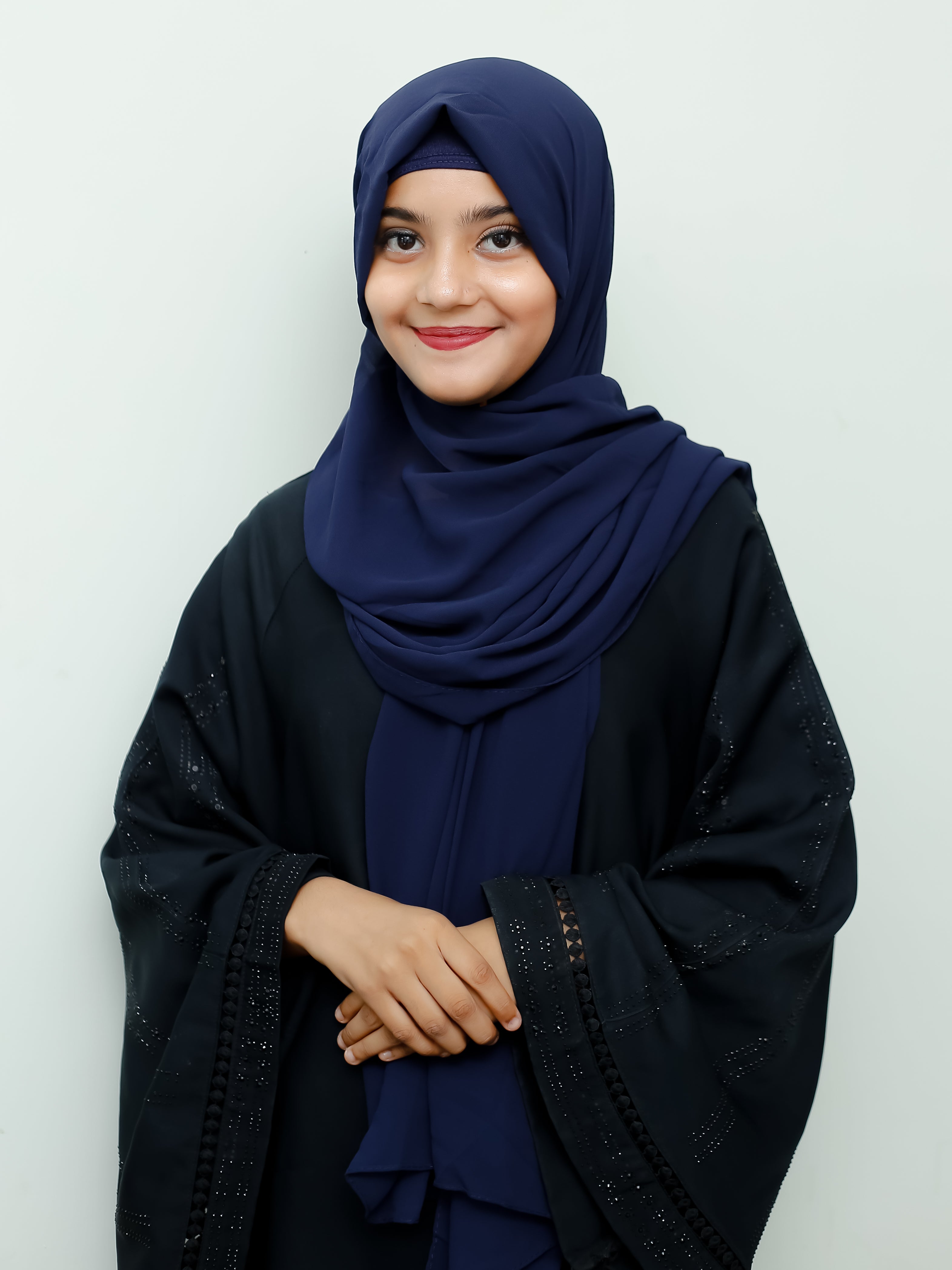 Instant Cap With Attached Georgette - Navy Blue