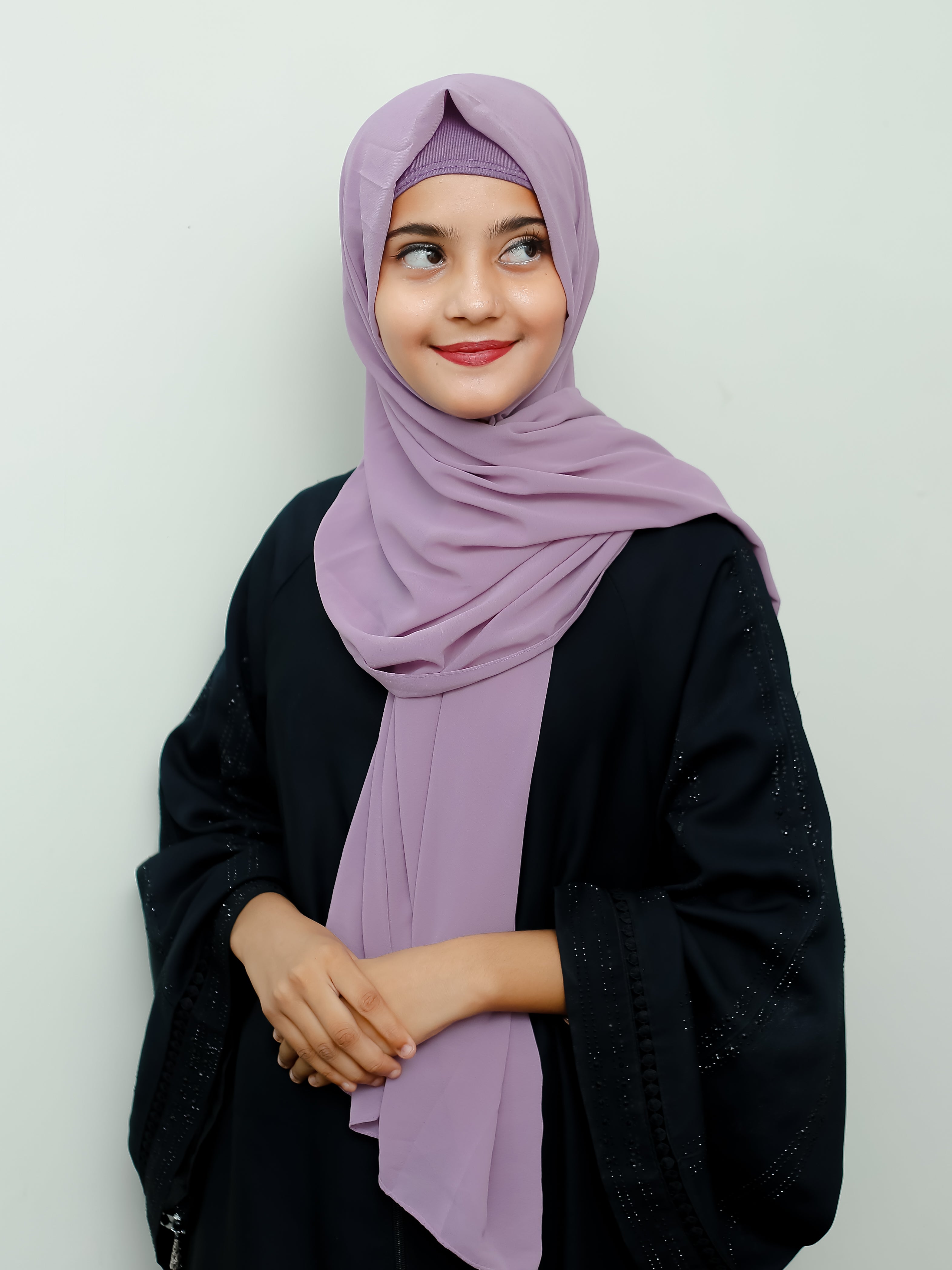 Instant Cap With Attached Georgette - Light Purple