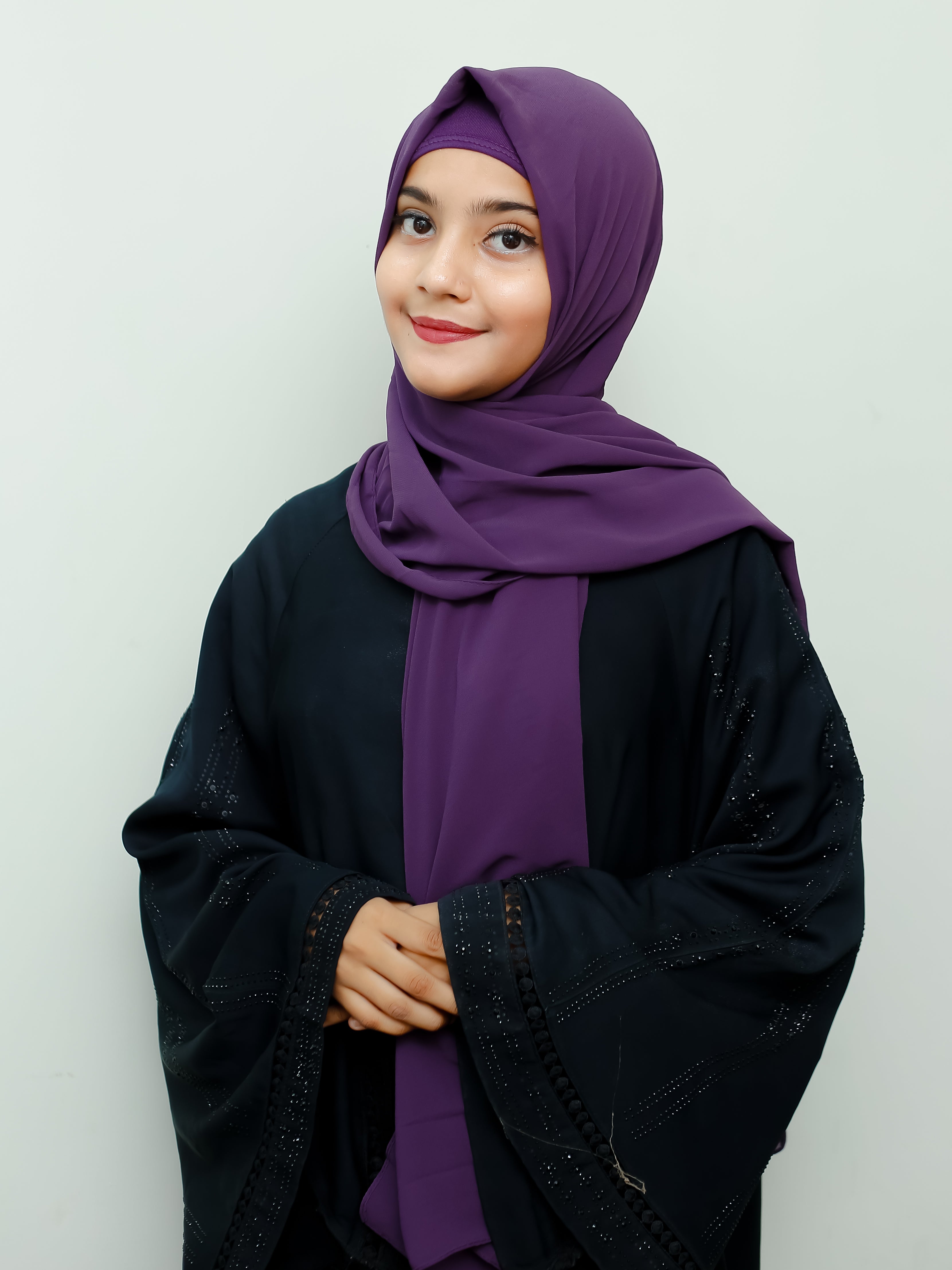 Instant Cap With Attached Georgette - Purple