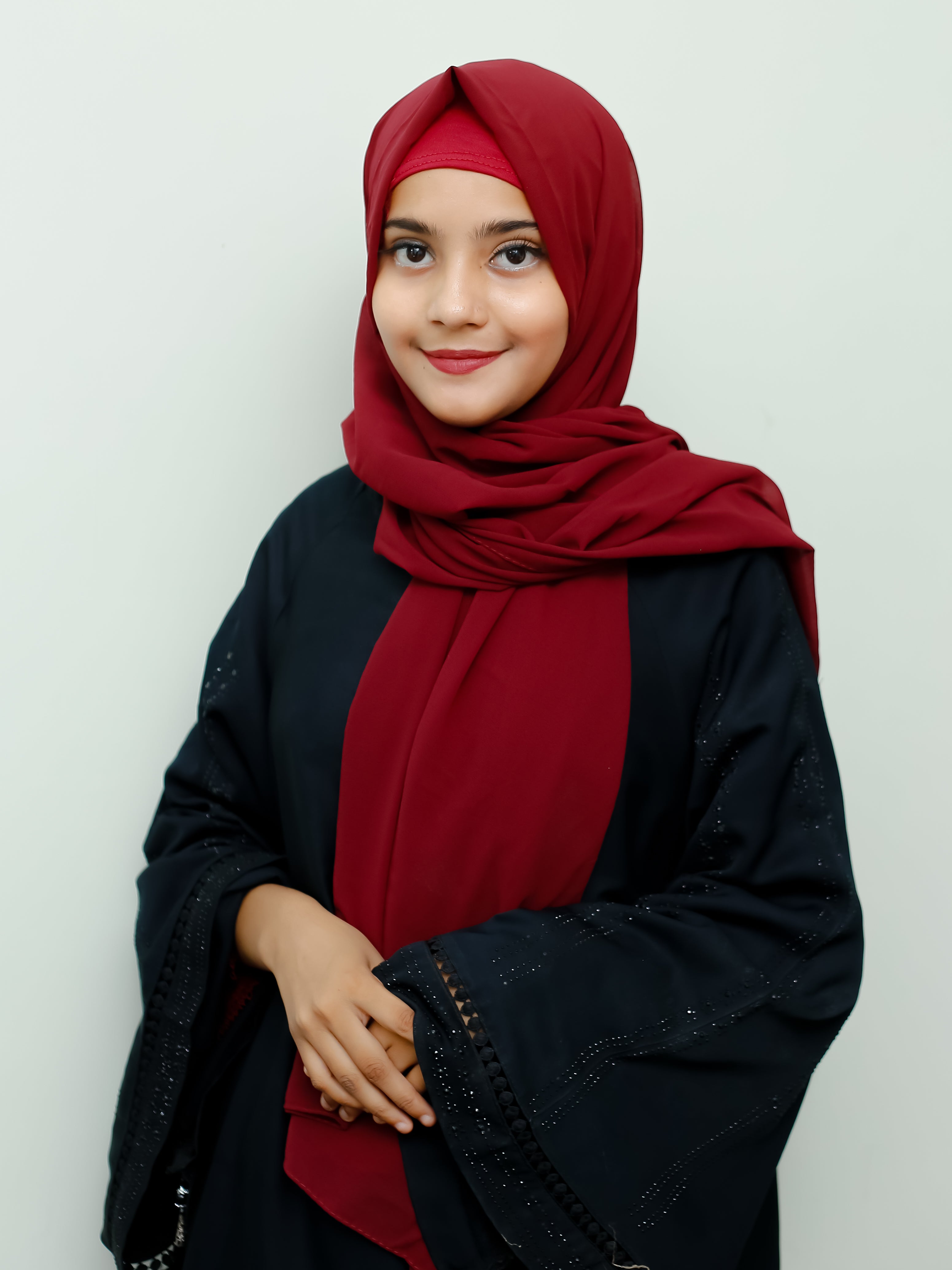 Instant Cap With Attached Georgette - Red