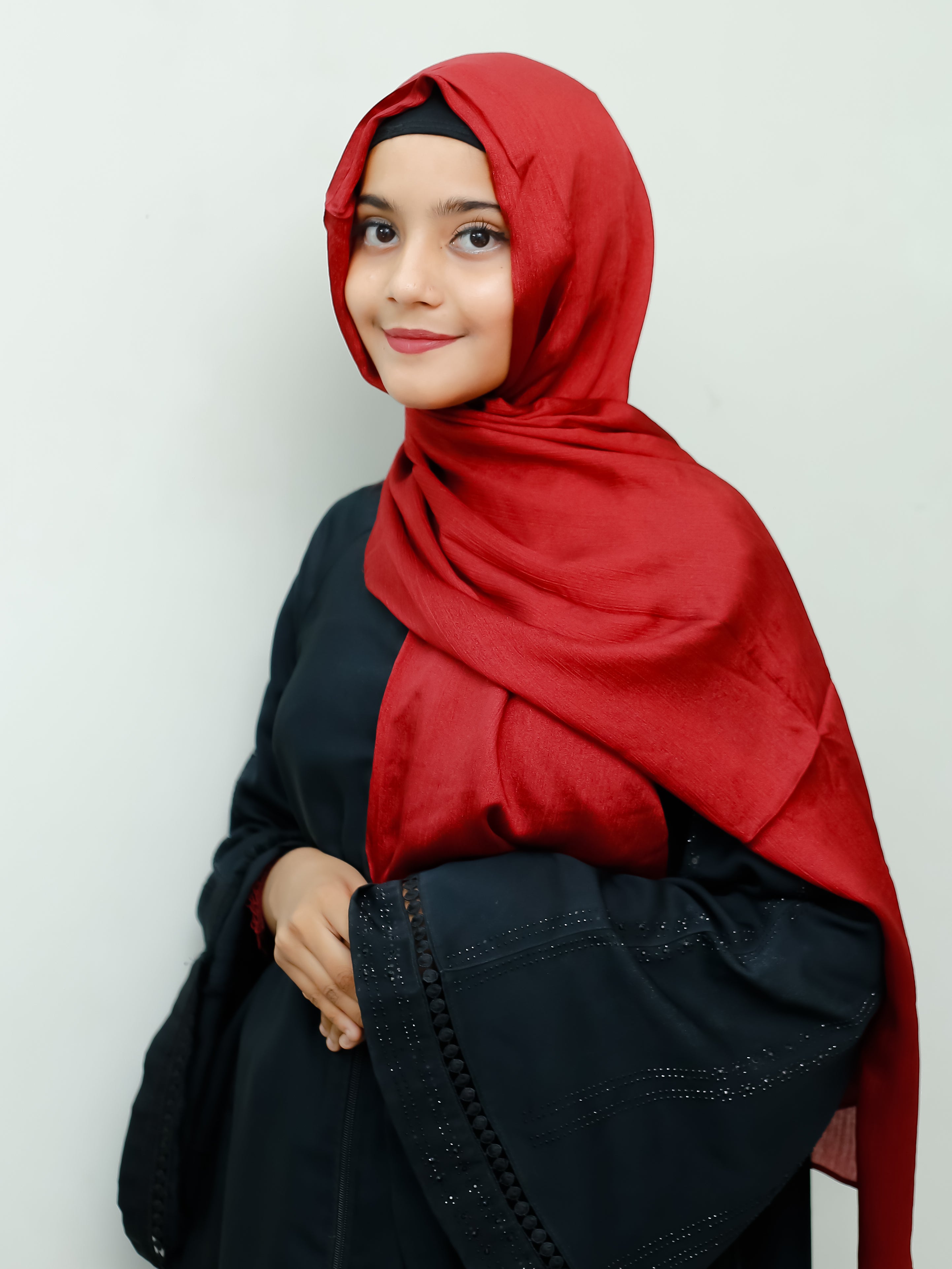 Banarsi Silk Hijab -Persian Red